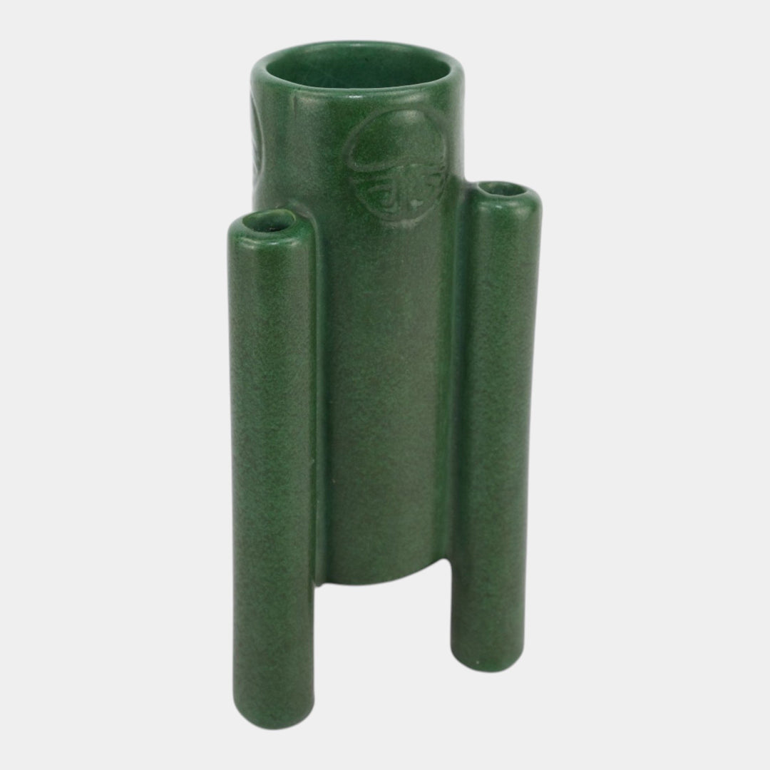 Weller Bedford 1915 Art And Crafts Pottery Matte Green Cylindrical Footed Vase