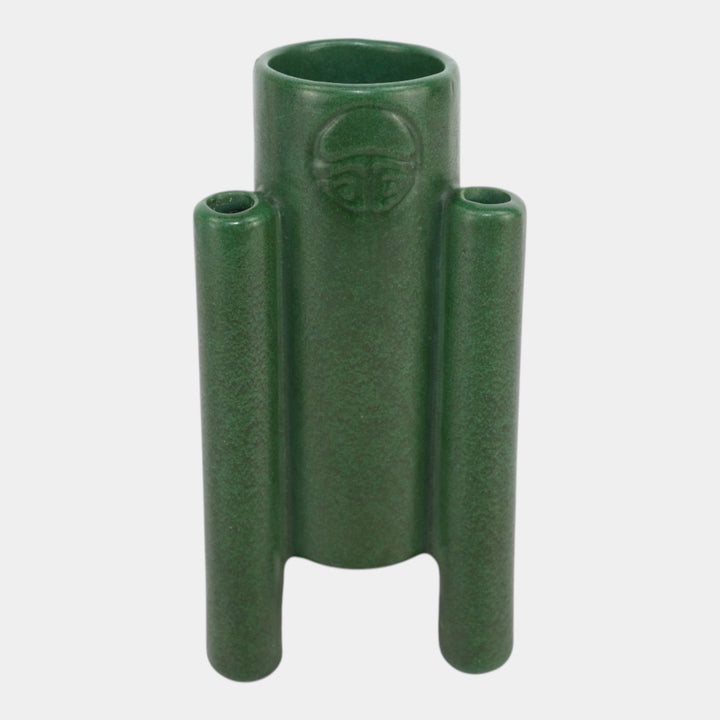 Weller Bedford 1915 Art And Crafts Pottery Matte Green Cylindrical Footed Vase