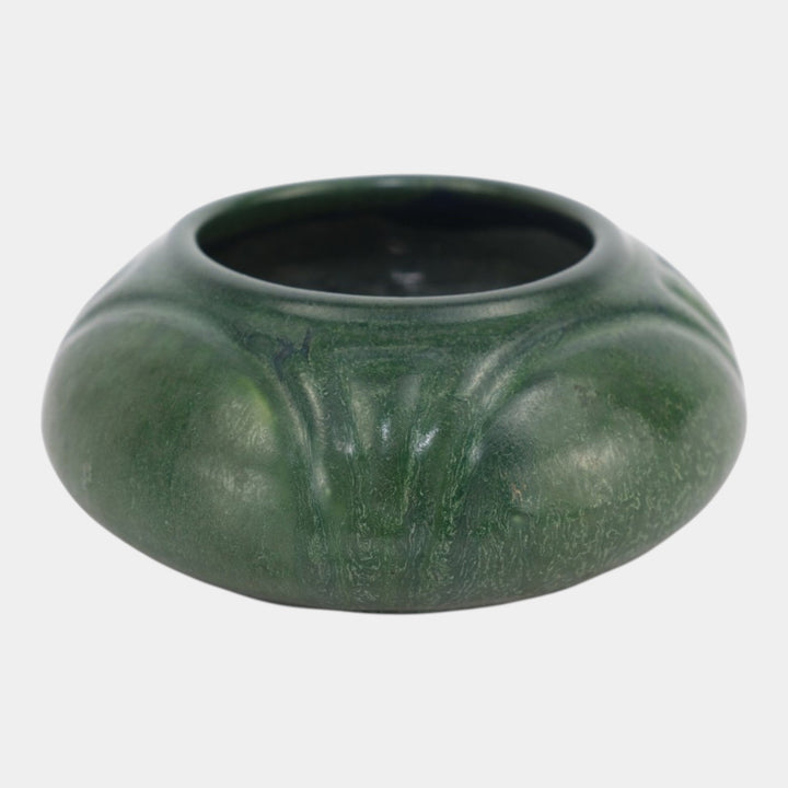 Hampshire Early 1900s Vintage Arts And Crafts Pottery Matte Green Ceramic Bowl