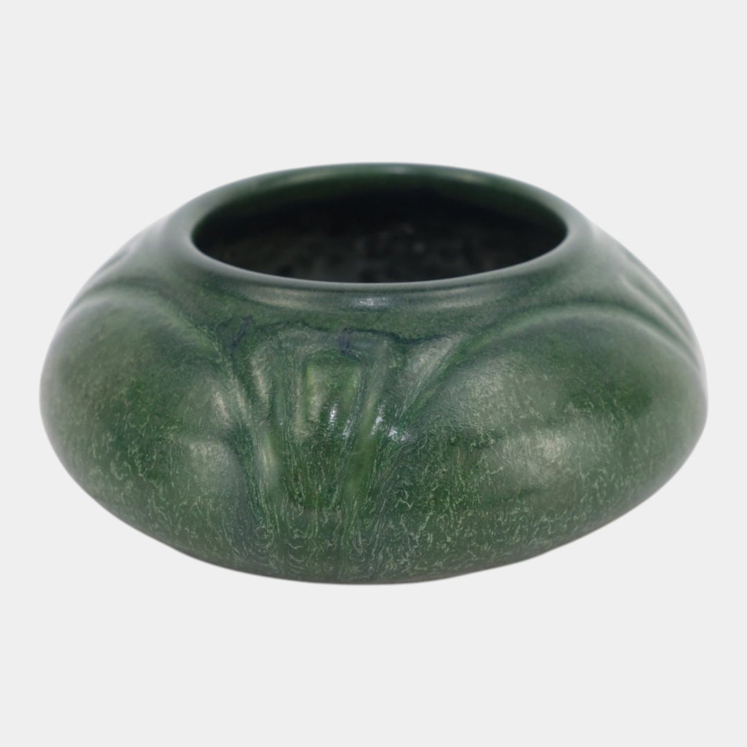 Hampshire Early 1900s Vintage Arts And Crafts Pottery Matte Green Ceramic Bowl