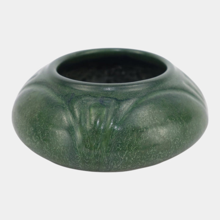 Hampshire Early 1900s Vintage Arts And Crafts Pottery Matte Green Ceramic Bowl
