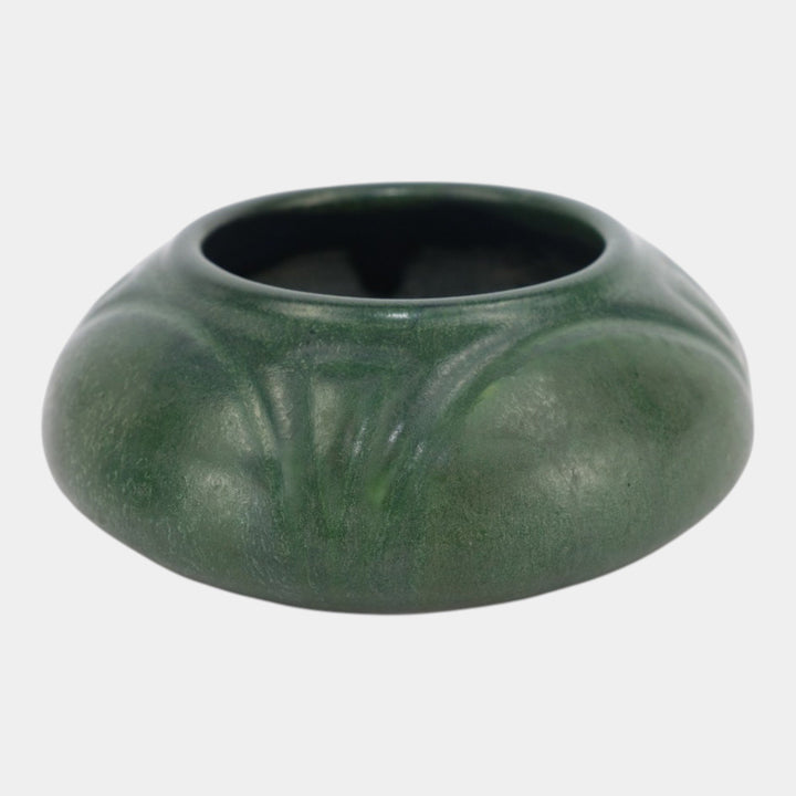 Hampshire Early 1900s Vintage Arts And Crafts Pottery Matte Green Ceramic Bowl
