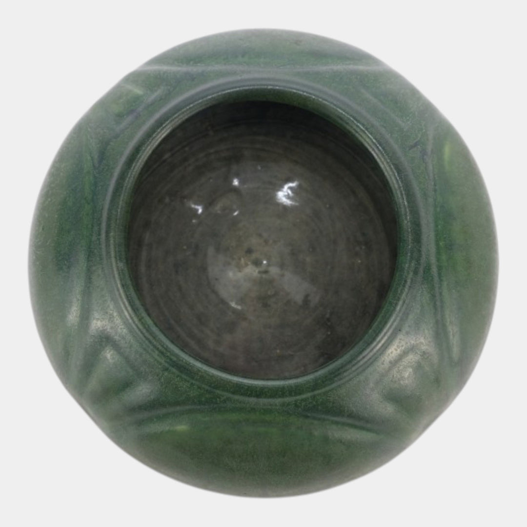 Hampshire Early 1900s Vintage Arts And Crafts Pottery Matte Green Ceramic Bowl