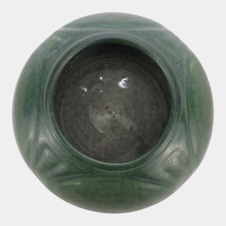Hampshire Early 1900s Vintage Arts And Crafts Pottery Matte Green Ceramic Bowl