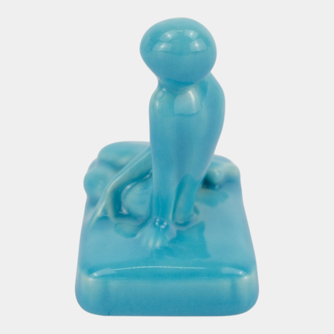 Rookwood 1928 Vintage Art Pottery Blue Nude Female Paperweight Figurine 2868