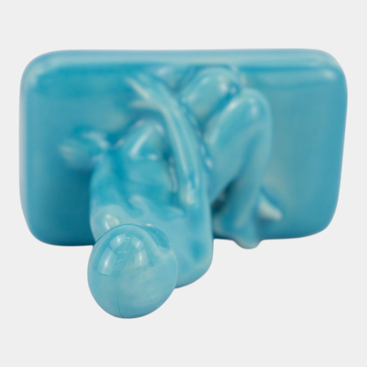 Rookwood 1928 Vintage Art Pottery Blue Nude Female Paperweight Figurine 2868