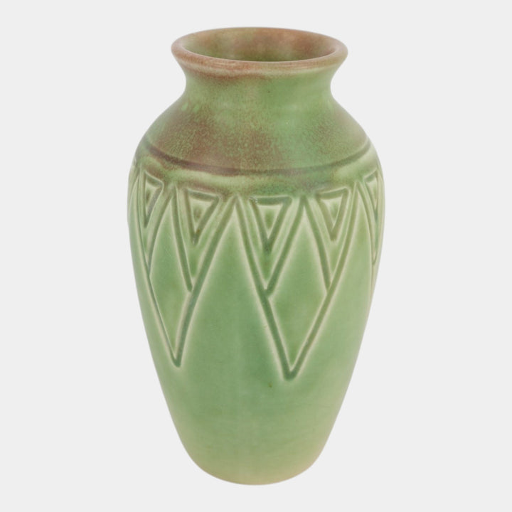 Rookwood 1906 Vintage Arts And Crafts Pottery Green Geometric Shoulder Vase 534D