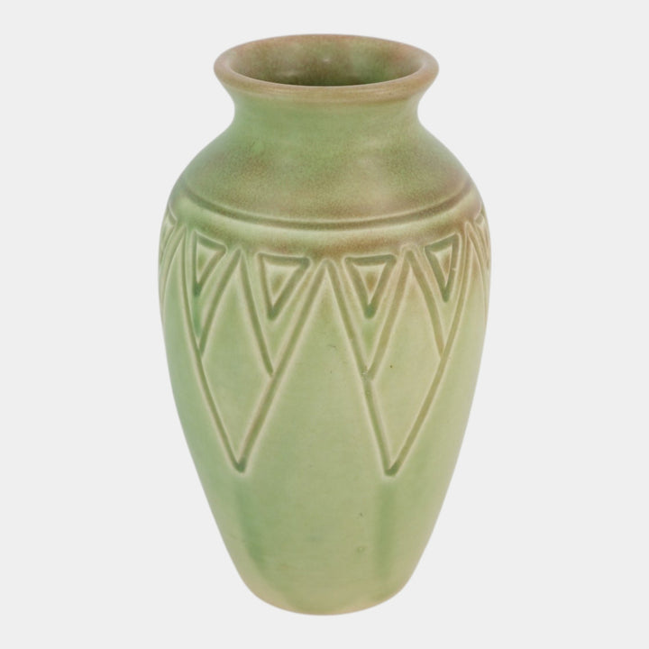 Rookwood 1906 Vintage Arts And Crafts Pottery Green Geometric Shoulder Vase 534D