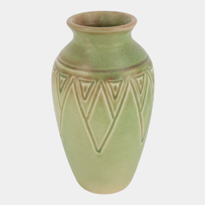 Rookwood 1906 Vintage Arts And Crafts Pottery Green Geometric Shoulder Vase 534D
