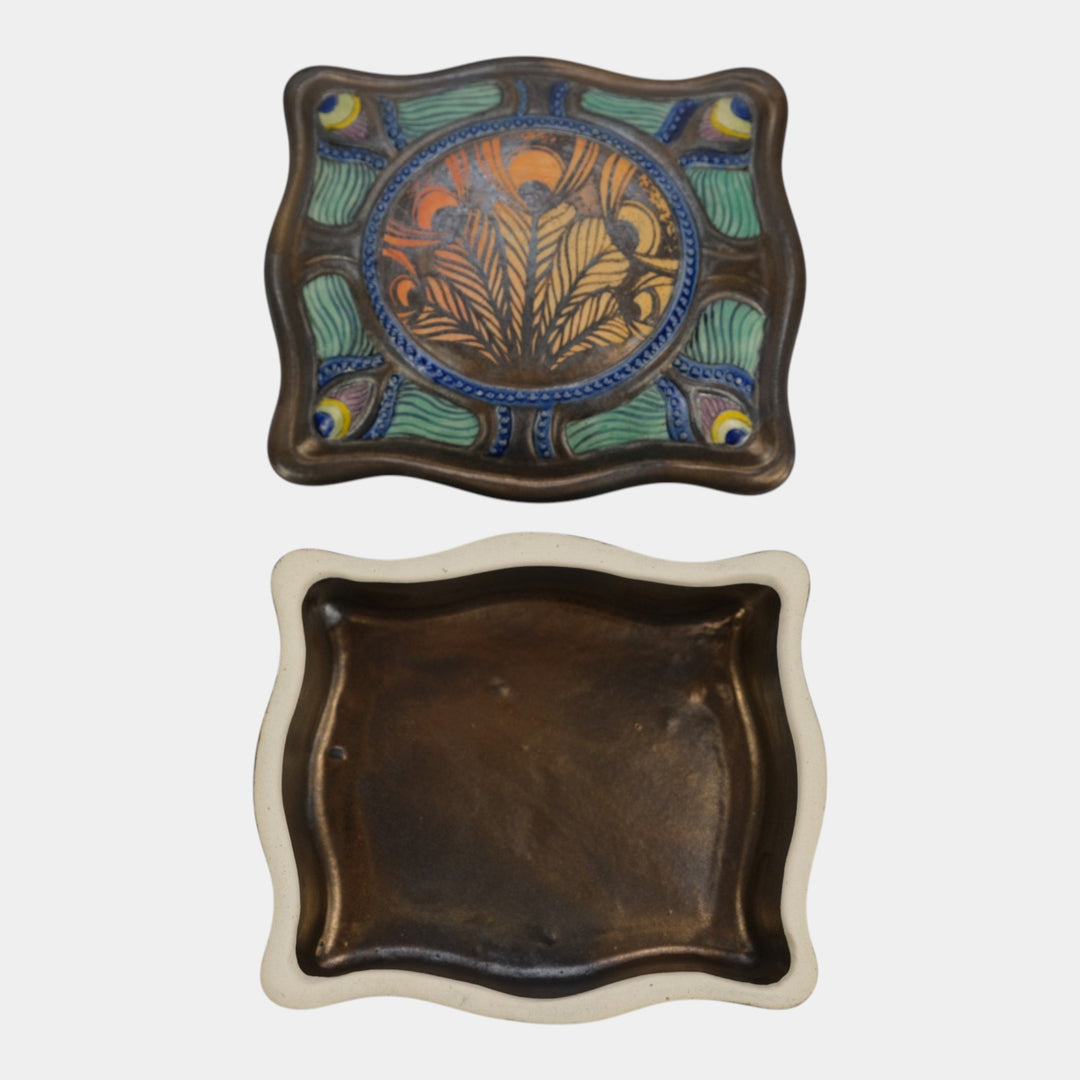 Calmwater Designs Stephanie Young Studio Art Pottery Peacock Treasure Box 4