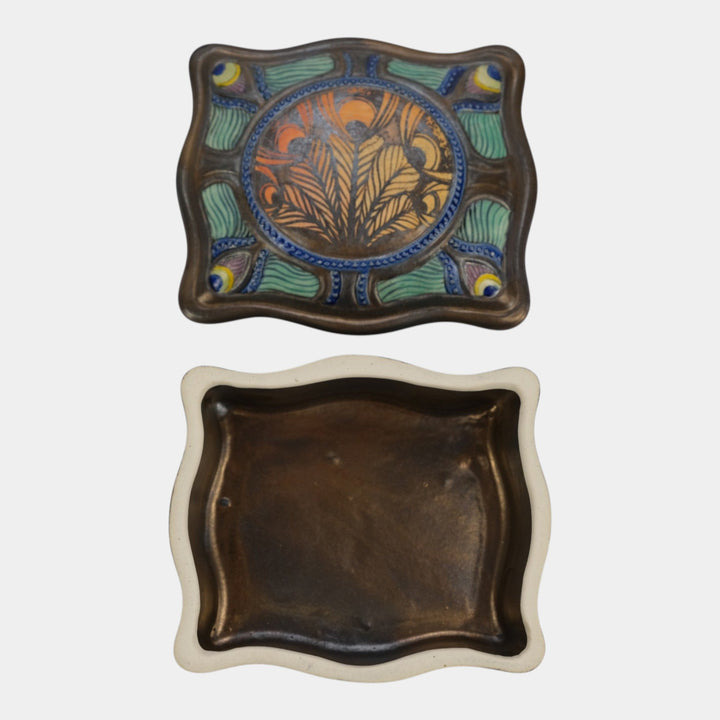 Calmwater Designs Stephanie Young Studio Art Pottery Peacock Treasure Box 4