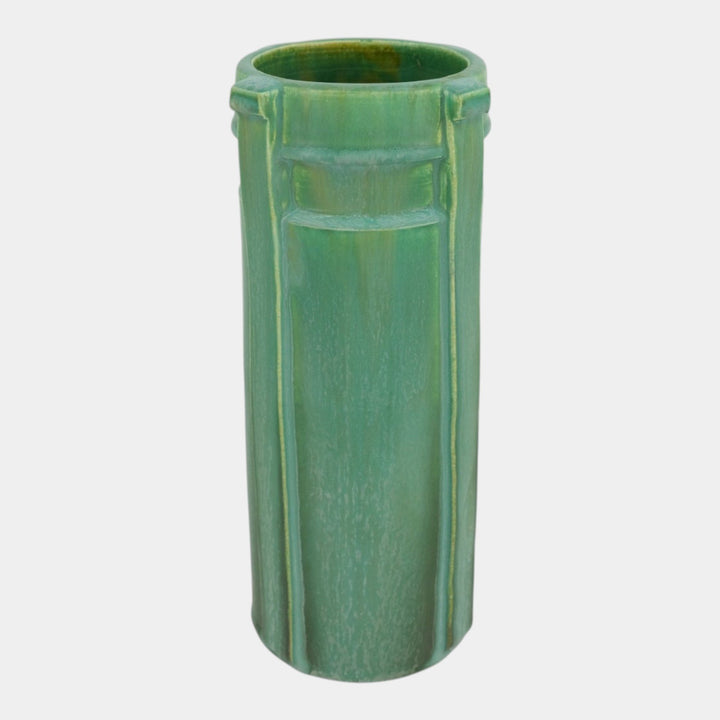 Door Studio Art Pottery Hand Thrown Matte Green Ceramic Buttress Vase
