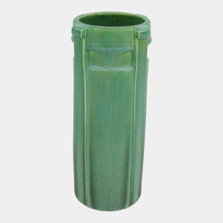 Door Studio Art Pottery Hand Thrown Matte Green Ceramic Buttress Vase
