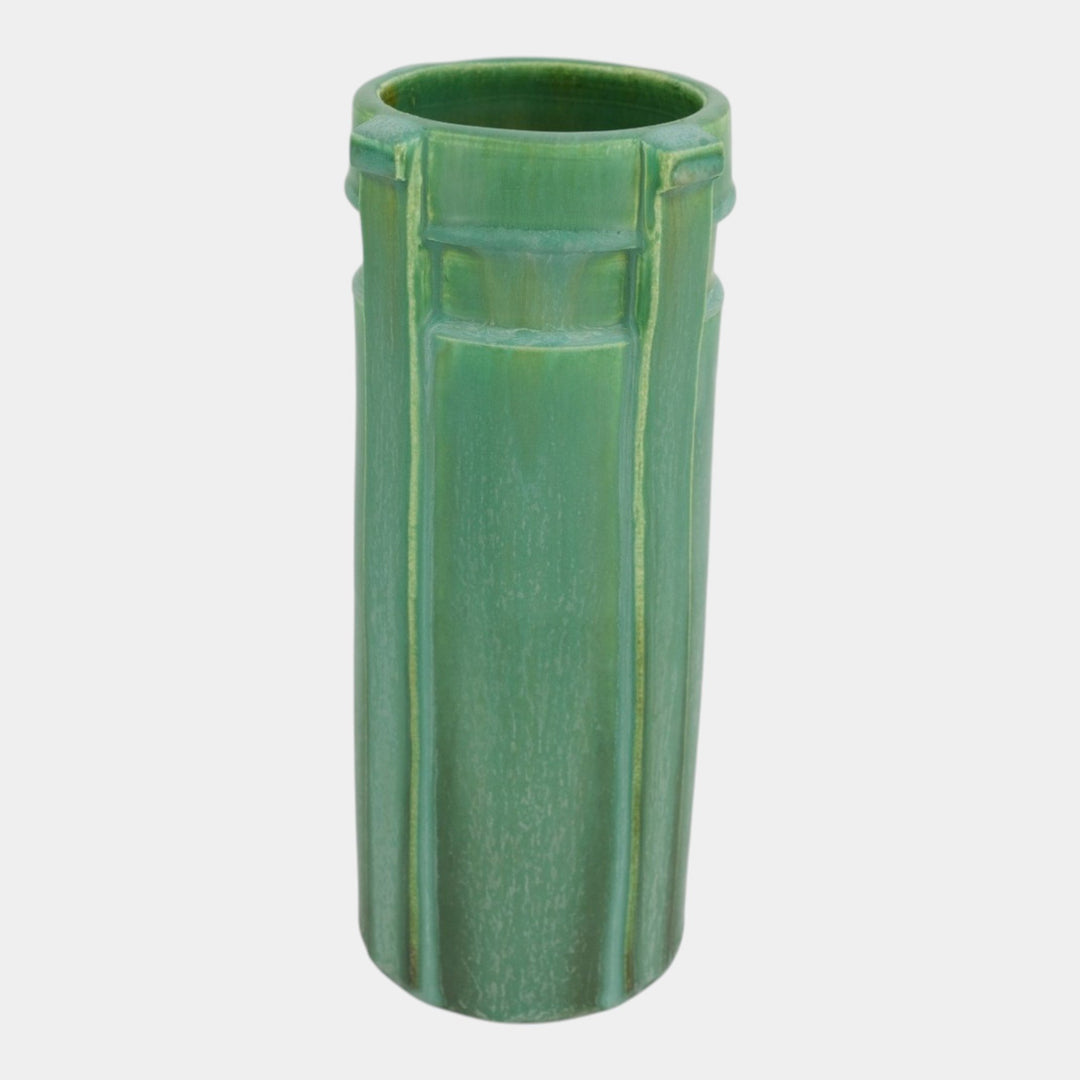 Door Studio Art Pottery Hand Thrown Matte Green Ceramic Buttress Vase