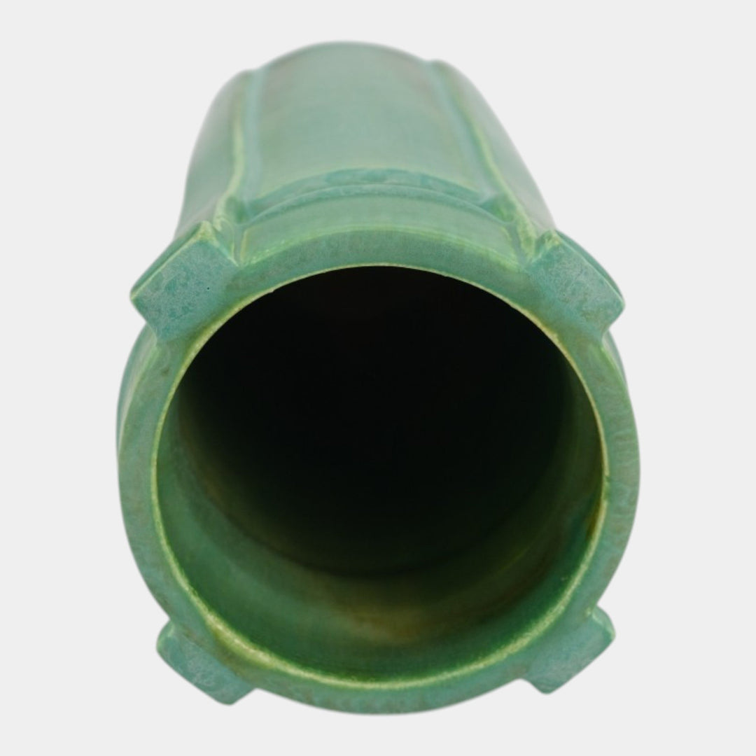 Door Studio Art Pottery Hand Thrown Matte Green Ceramic Buttress Vase