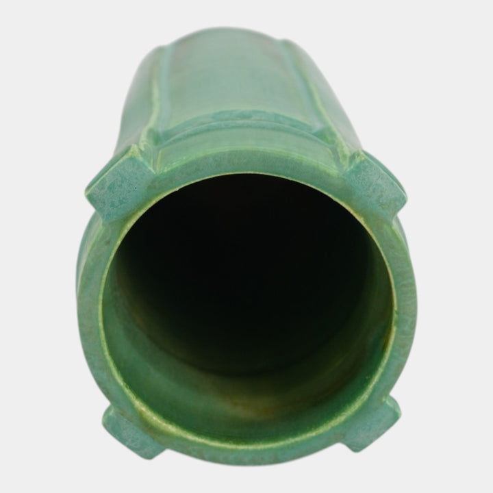 Door Studio Art Pottery Hand Thrown Matte Green Ceramic Buttress Vase