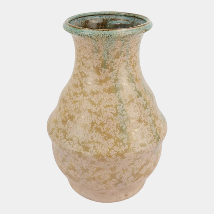 Weller Frosted Matte 1915 Art And Crafts Pottery Mottled Green Yellow Vase