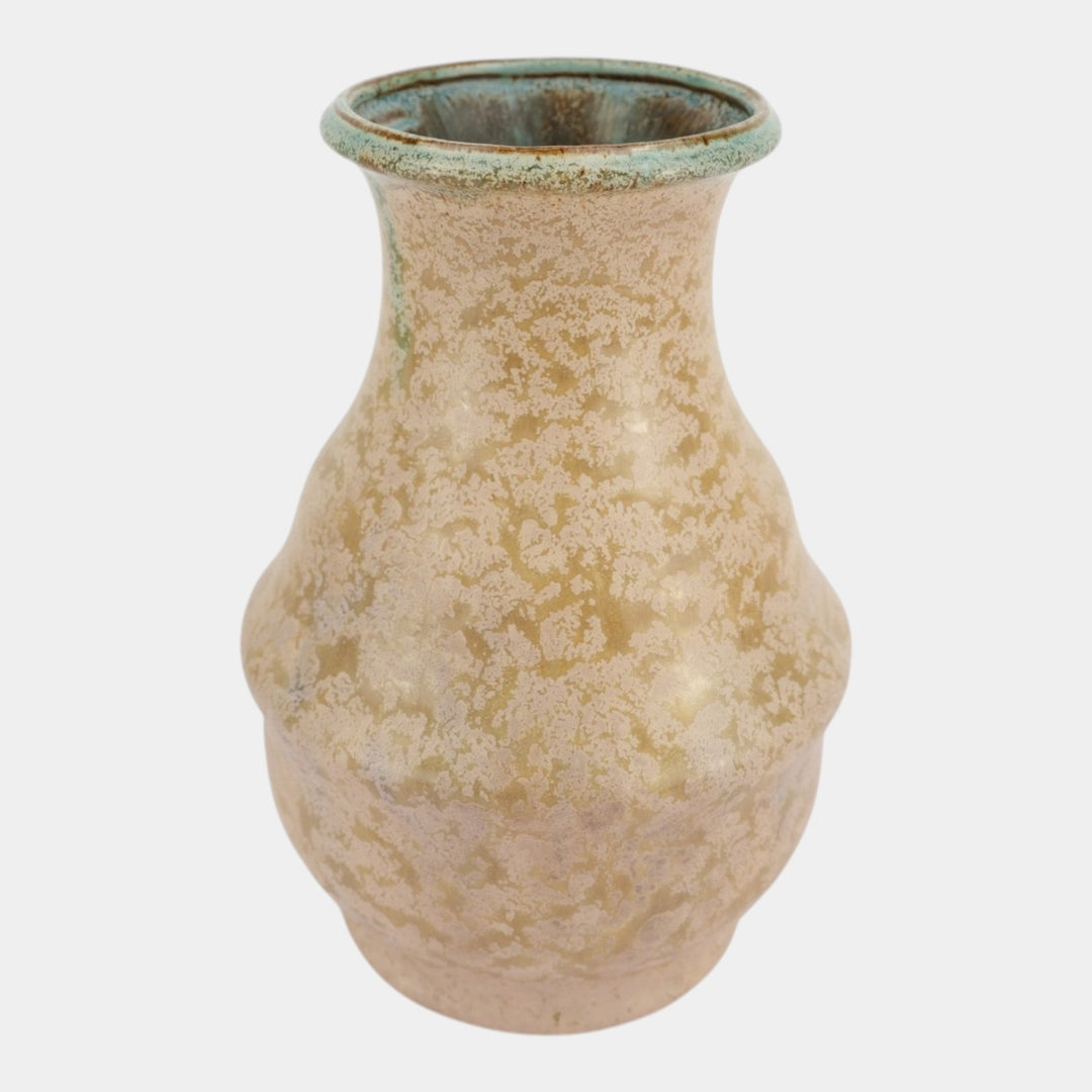 Weller Frosted Matte 1915 Art And Crafts Pottery Mottled Green Yellow Vase