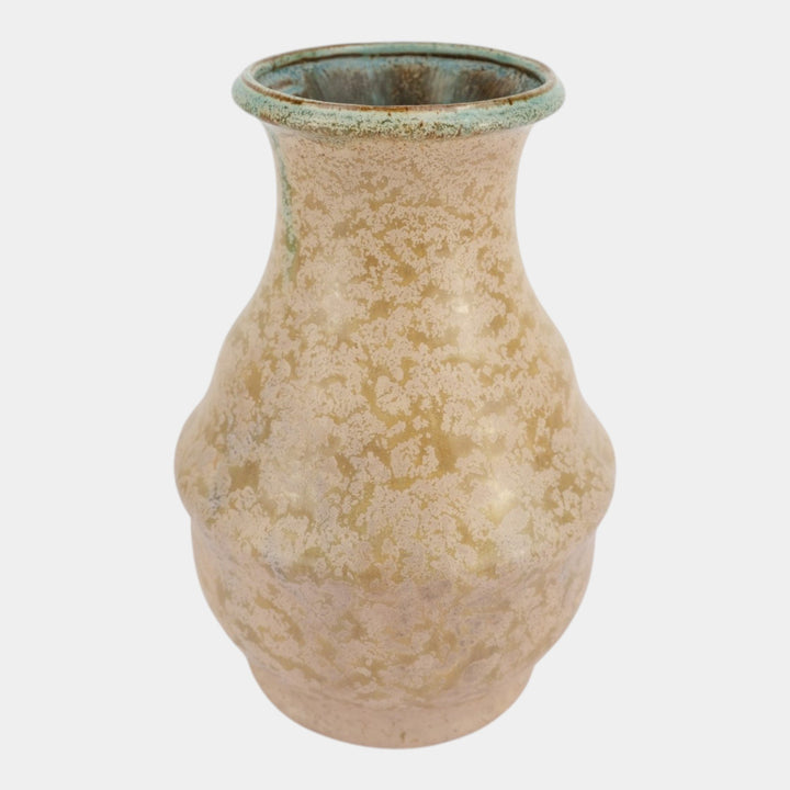 Weller Frosted Matte 1915 Art And Crafts Pottery Mottled Green Yellow Vase