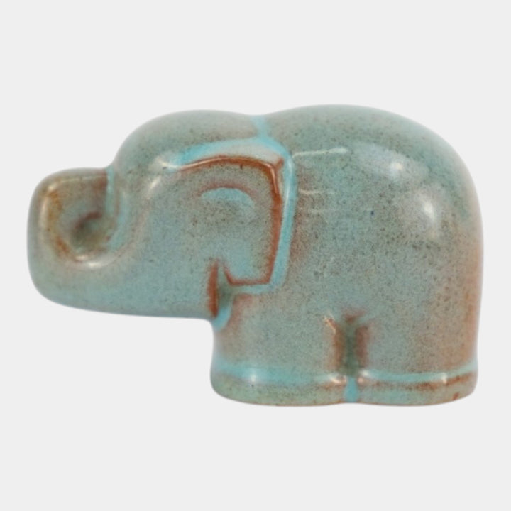 Nicodemus Vintage Mid Century Modern Pottery Blue Brown Elephant Figurine