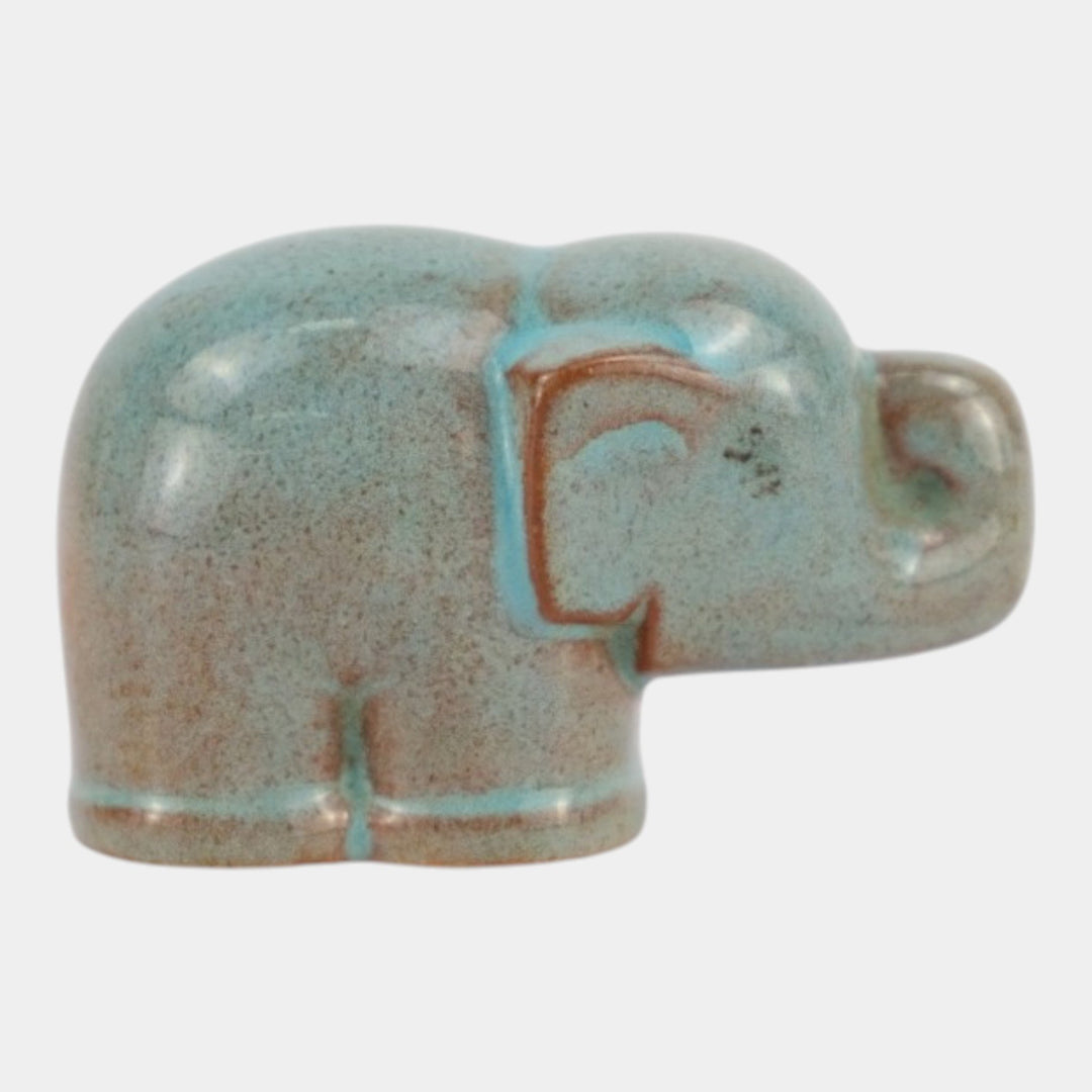 Nicodemus Vintage Mid Century Modern Pottery Blue Brown Elephant Figurine