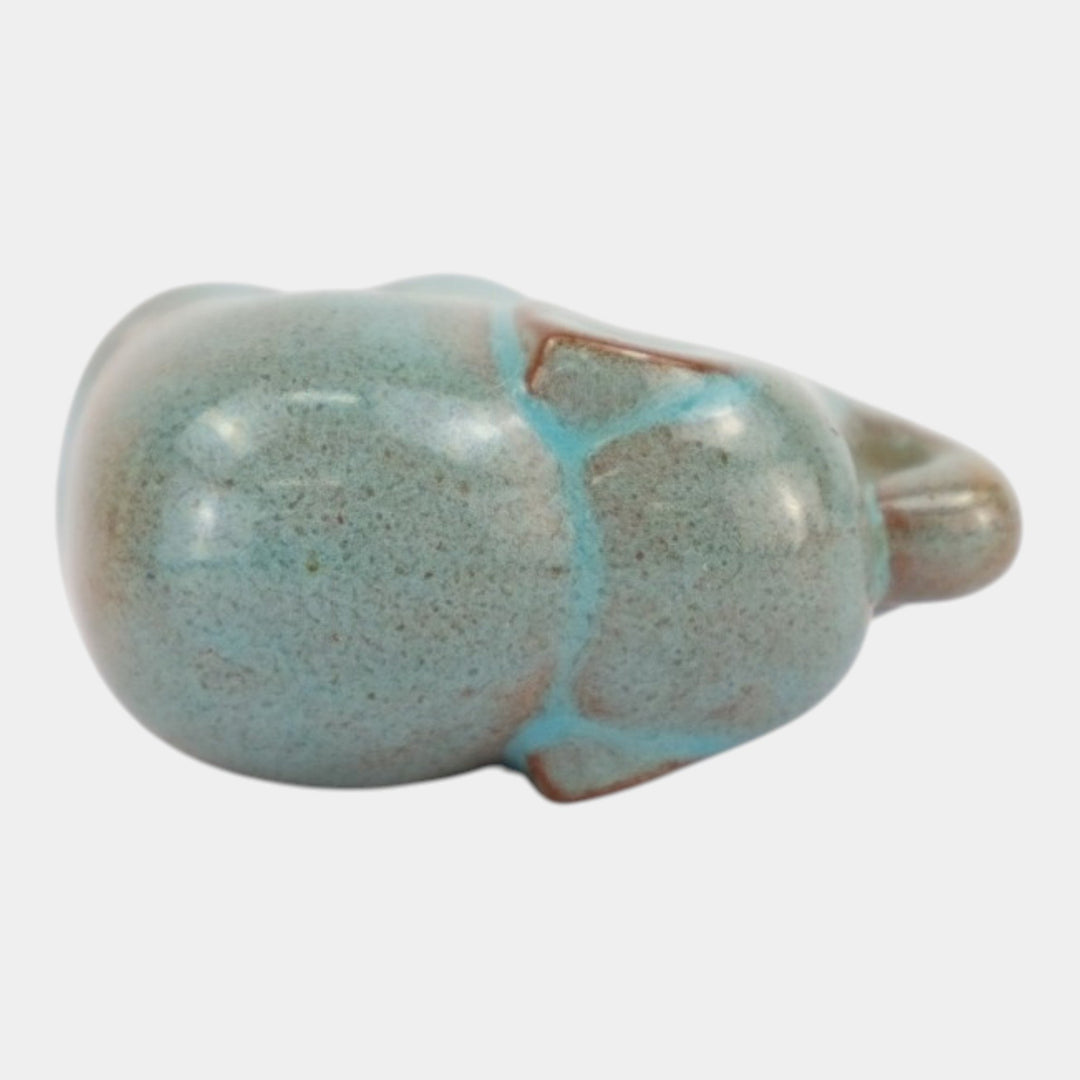 Nicodemus Vintage Mid Century Modern Pottery Blue Brown Elephant Figurine