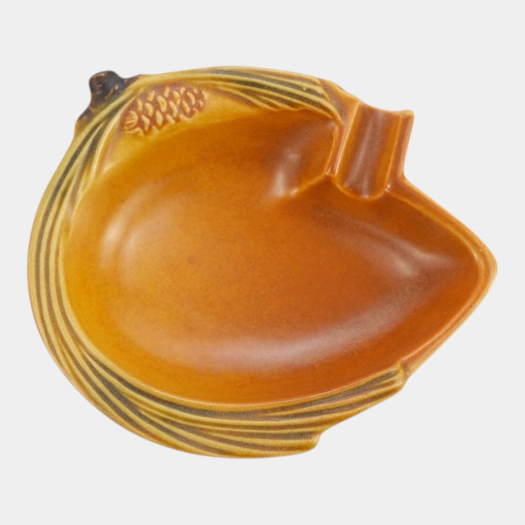 Roseville Pine Cone Brown 1953 Mid Century Modern Pottery Ceramic Ash Tray 499