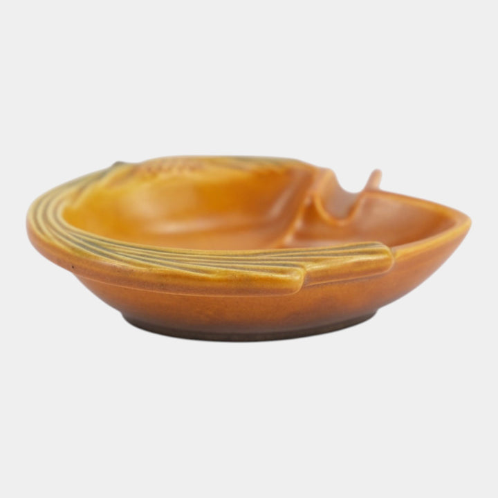 Roseville Pine Cone Brown 1953 Mid Century Modern Pottery Ceramic Ash Tray 499