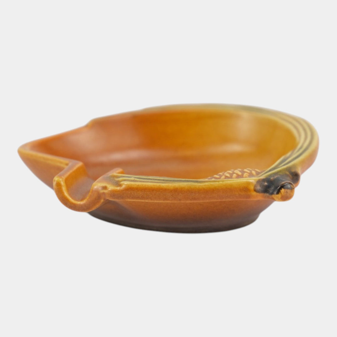 Roseville Pine Cone Brown 1953 Mid Century Modern Pottery Ceramic Ash Tray 499