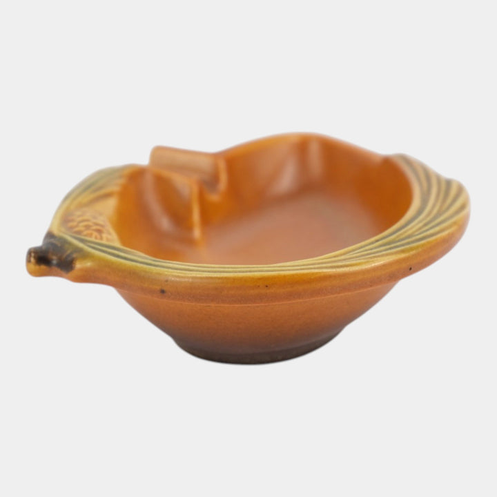 Roseville Pine Cone Brown 1953 Mid Century Modern Pottery Ceramic Ash Tray 499