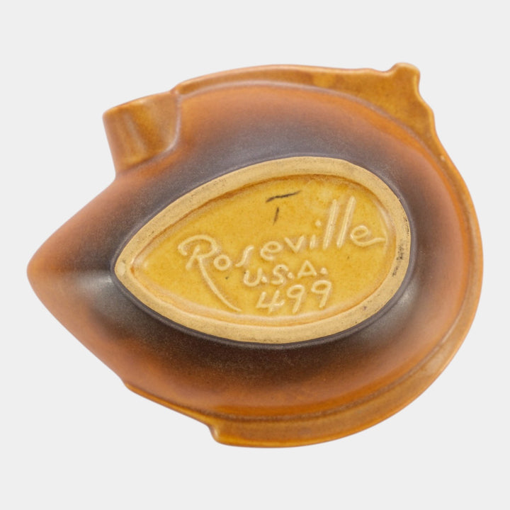 Roseville Pine Cone Brown 1953 Mid Century Modern Pottery Ceramic Ash Tray 499