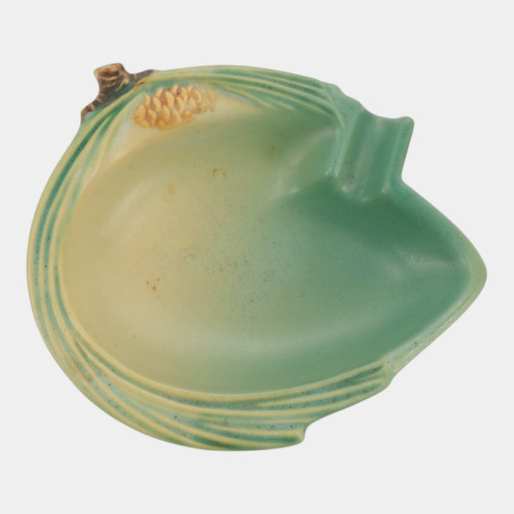 Roseville Pine Cone Green 1953 Mid Century Modern Pottery Ceramic Ash Tray 499