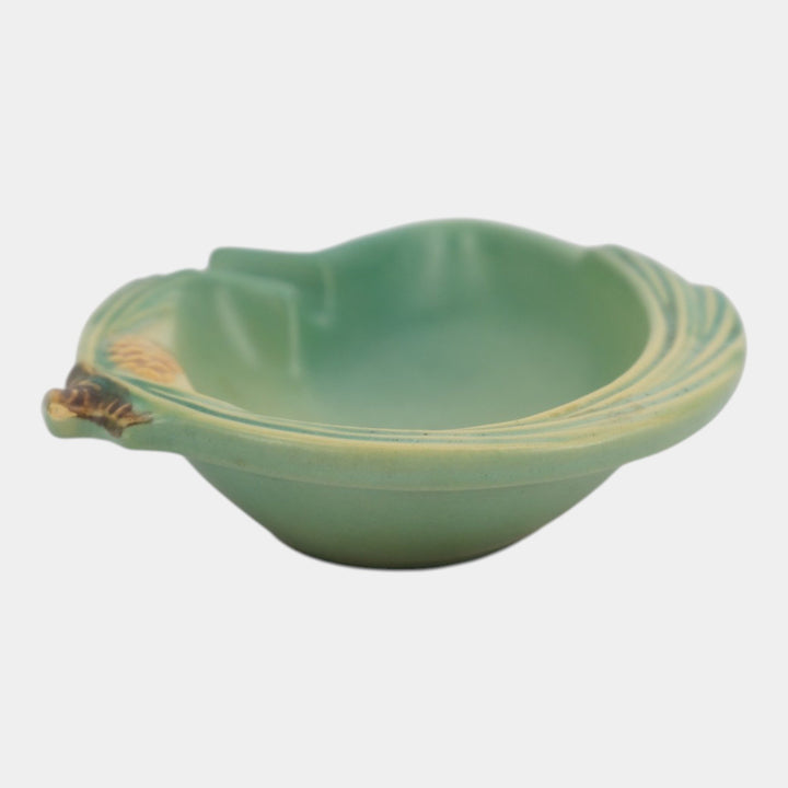Roseville Pine Cone Green 1953 Mid Century Modern Pottery Ceramic Ash Tray 499