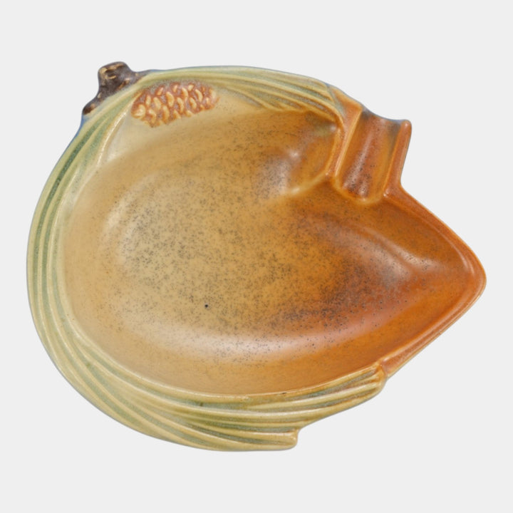 Roseville Pine Cone Blue 1953 Mid Century Modern Pottery Ceramic Ash Tray 499