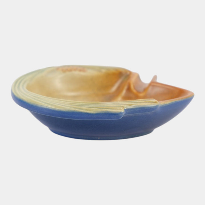 Roseville Pine Cone Blue 1953 Mid Century Modern Pottery Ceramic Ash Tray 499