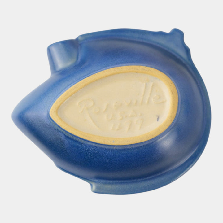 Roseville Pine Cone Blue 1953 Mid Century Modern Pottery Ceramic Ash Tray 499