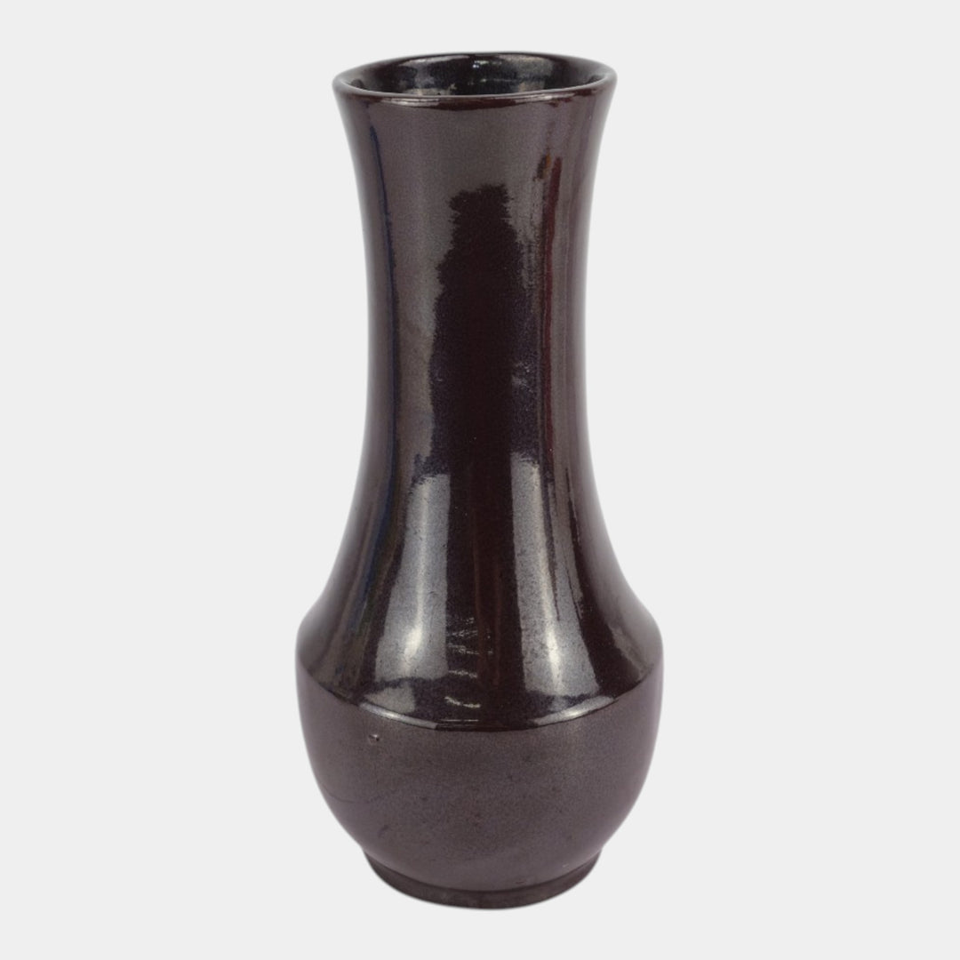 Haeger Pottery 1970s Modern Deco Art Pottery Ceramic Dark Brown Bottle Form Vase