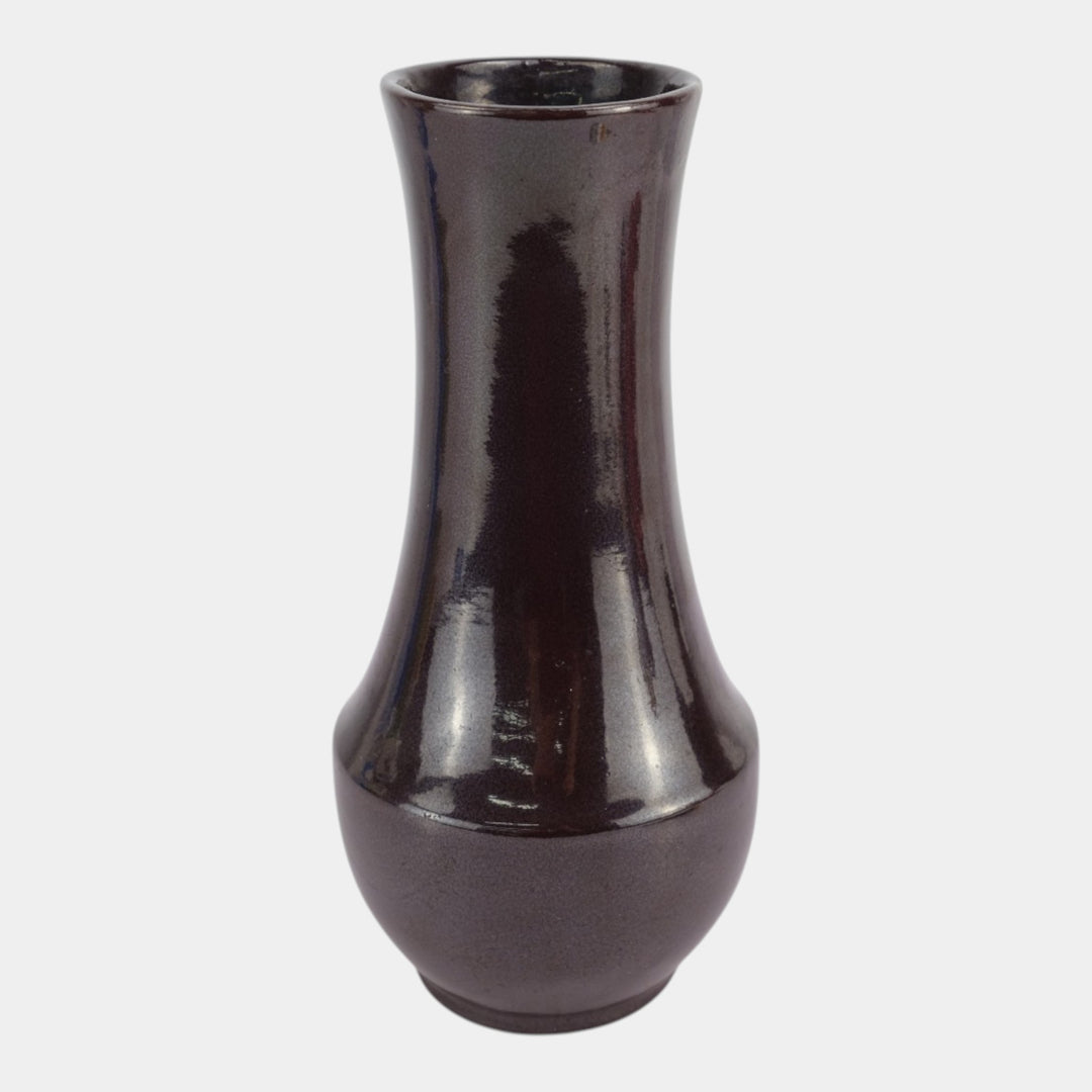 Haeger Pottery 1970s Modern Deco Art Pottery Ceramic Dark Brown Bottle Form Vase