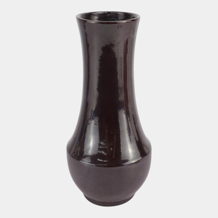 Haeger Pottery 1970s Modern Deco Art Pottery Ceramic Dark Brown Bottle Form Vase