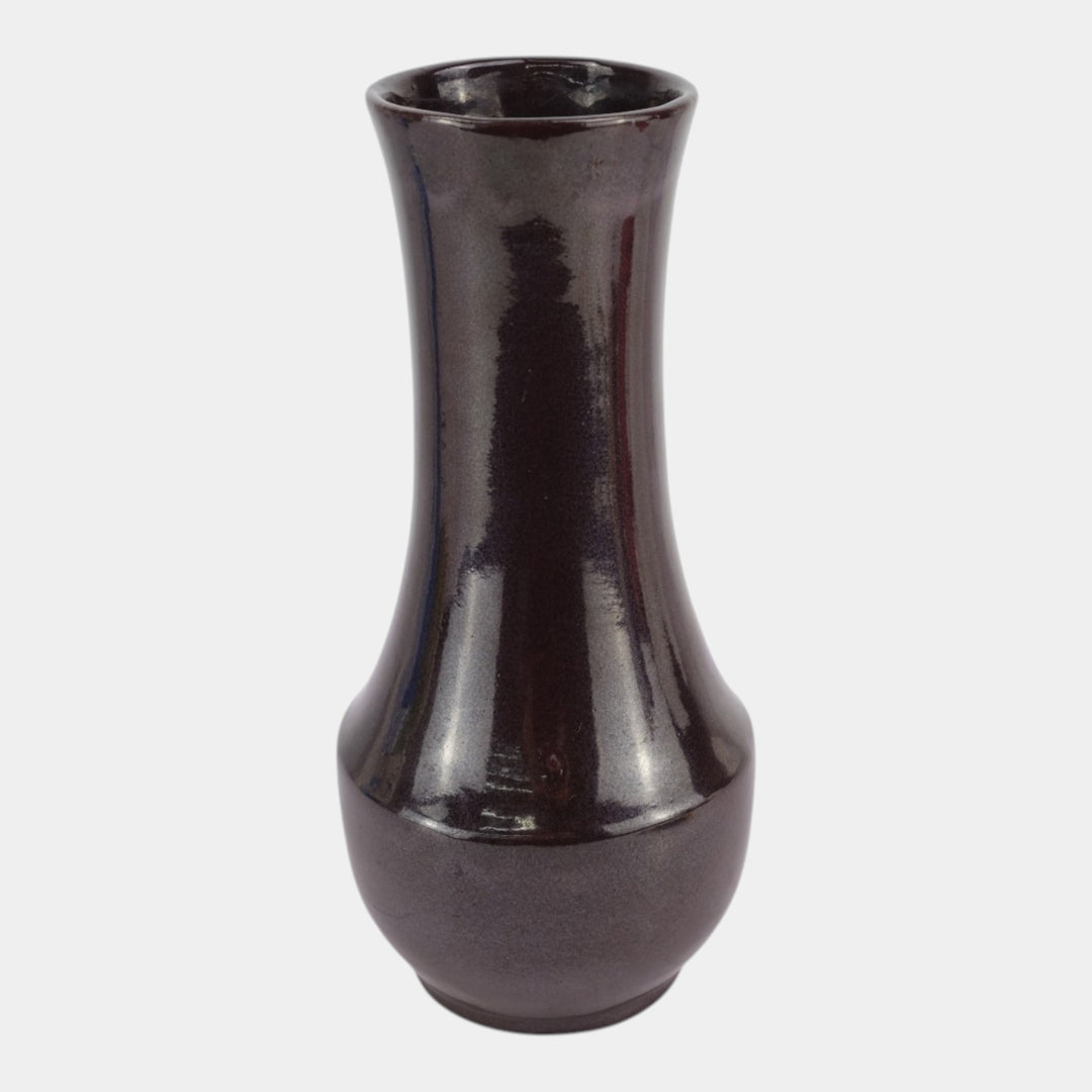 Haeger Pottery 1970s Modern Deco Art Pottery Ceramic Dark Brown Bottle Form Vase