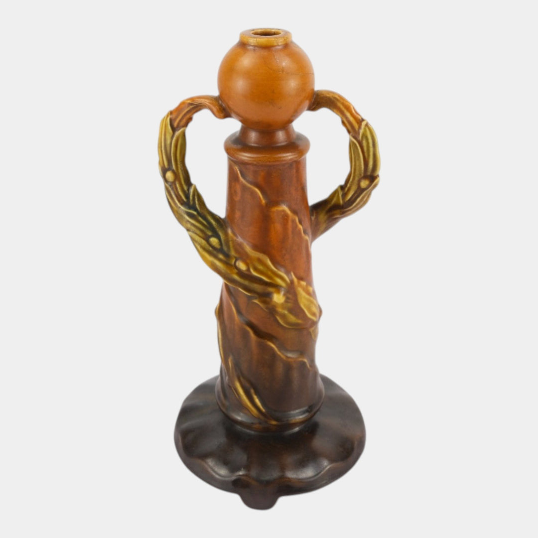 Roseville 1930s Art Deco Pottery Brown Sculptural Vine Factory Lamp