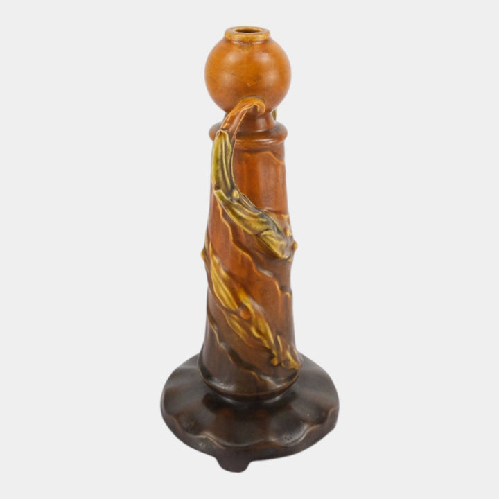 Roseville 1930s Art Deco Pottery Brown Sculptural Vine Factory Lamp