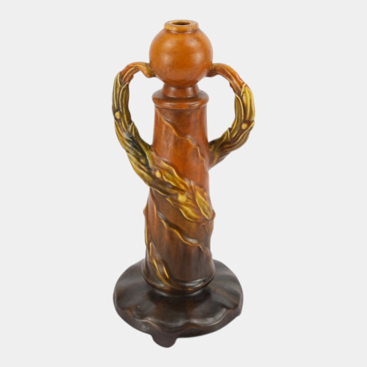 Roseville 1930s Art Deco Pottery Brown Sculptural Vine Factory Lamp