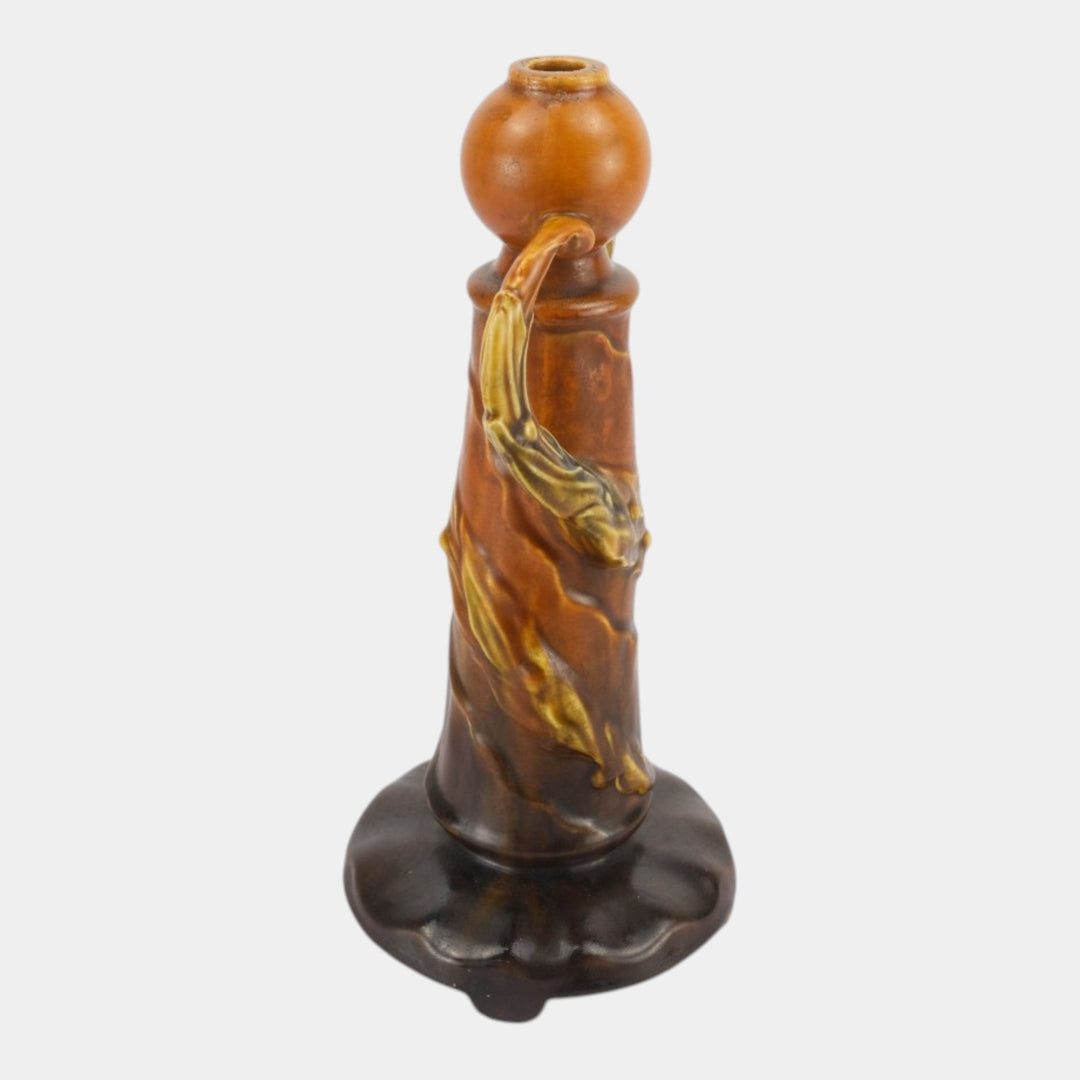 Roseville 1930s Art Deco Pottery Brown Sculptural Vine Factory Lamp