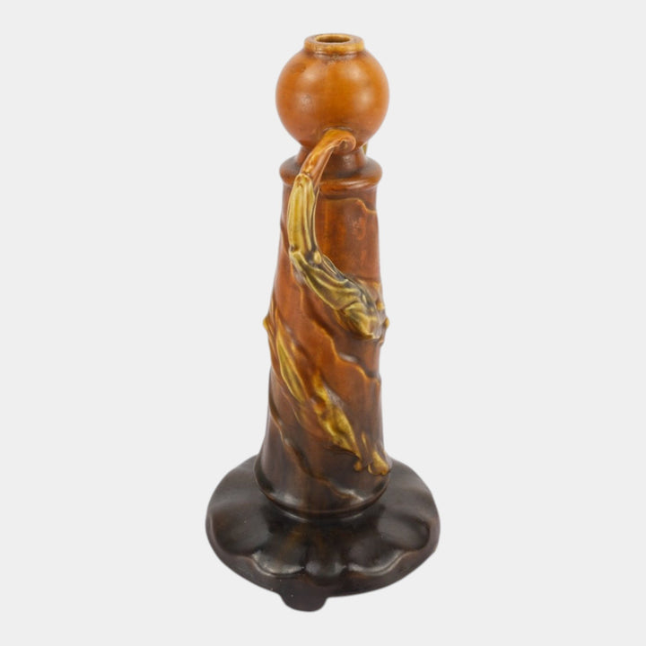 Roseville 1930s Art Deco Pottery Brown Sculptural Vine Factory Lamp