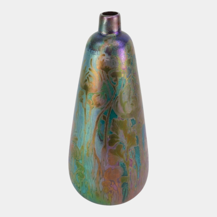 Weller Sicard 1902-07 Art Nouveau Iridescent Luster Floral Tall Bottle Vase 397