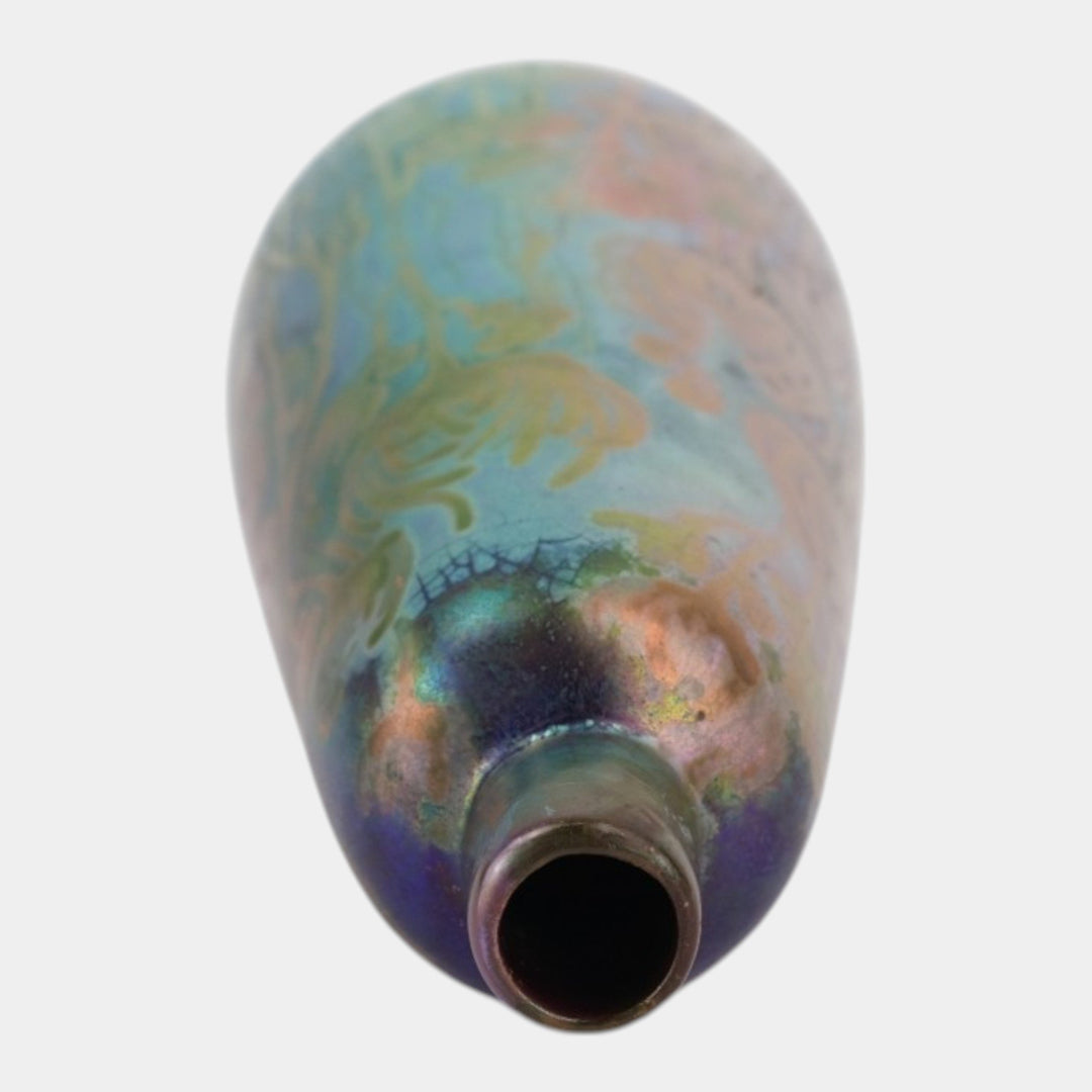 Weller Sicard 1902-07 Art Nouveau Iridescent Luster Floral Tall Bottle Vase 397