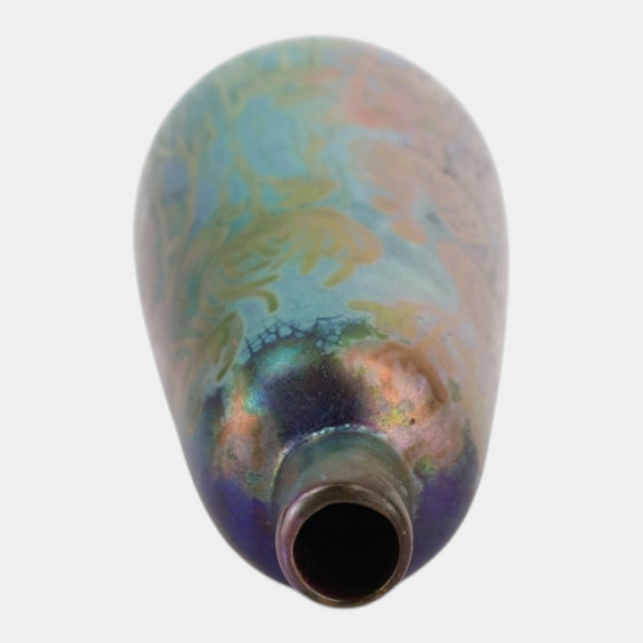 Weller Sicard 1902-07 Art Nouveau Iridescent Luster Floral Tall Bottle Vase 397