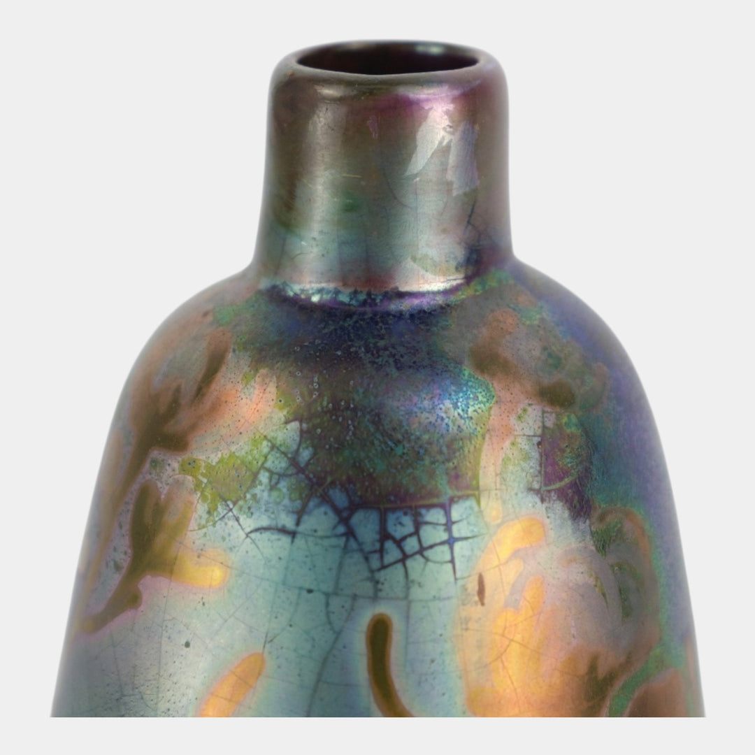 Weller Sicard 1902-07 Art Nouveau Iridescent Luster Floral Tall Bottle Vase 397