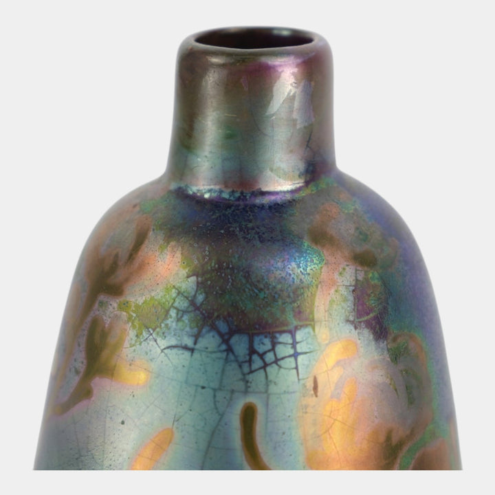 Weller Sicard 1902-07 Art Nouveau Iridescent Luster Floral Tall Bottle Vase 397